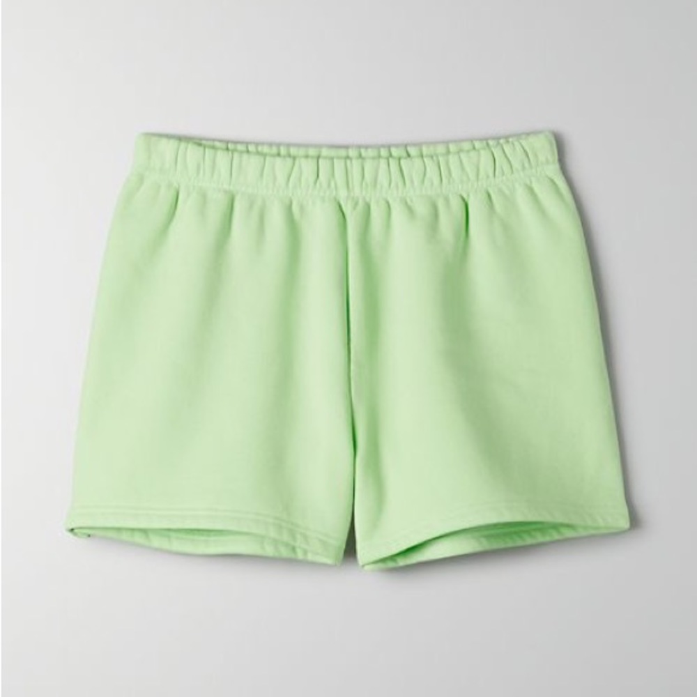 Aritzia TNA Sweat Shorts in the color “GD Fresh Mint Green”. Matching set.
